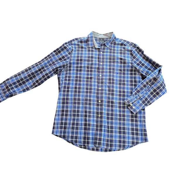 Nautica Other - Nautica Mens Long Sleeve Plaid Shirt Size L Blue 100% Cotton